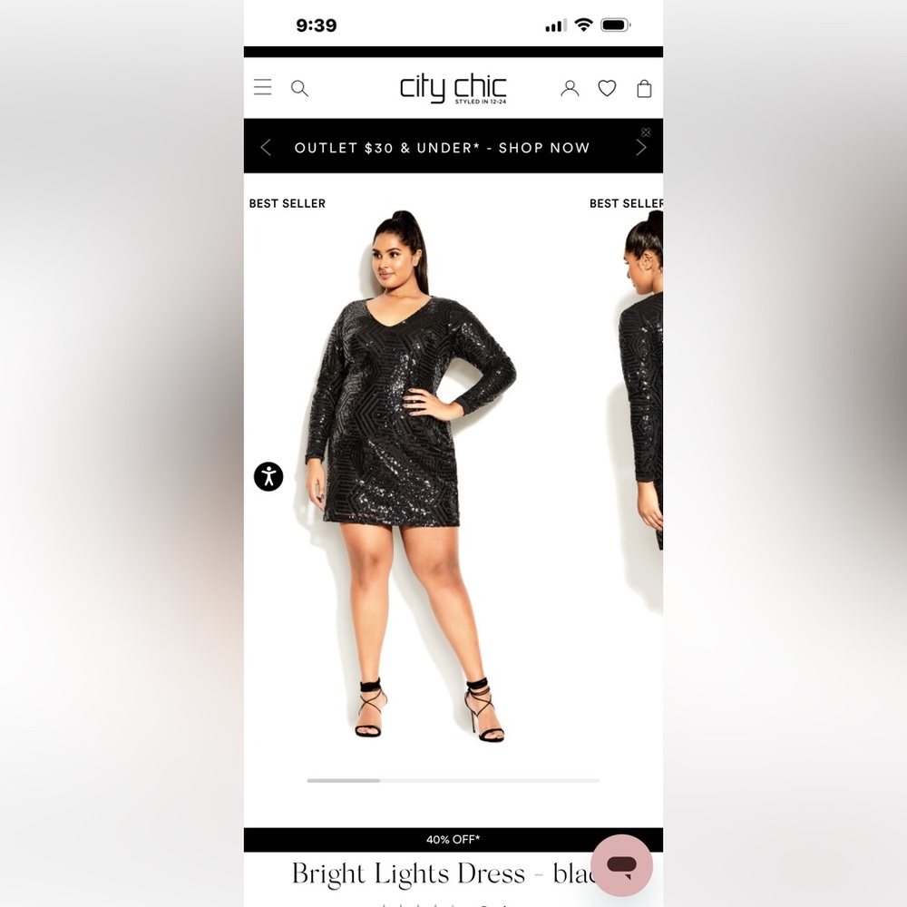 City Chic Black Sequin Evening Dress